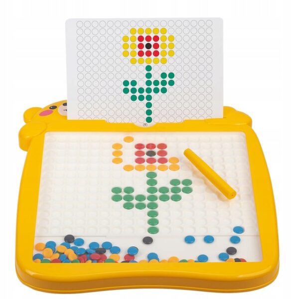 Tabla magnetica Montessori de desenat cu margele, stilou magnetic si planse model, Joc interactiv pentru copii, 108 piese, 3+ - imagine 4