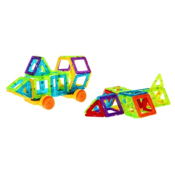 Set inteligent constructie magnetica cu 128 piese pentru copii, Stem, educativ si creativ, Magnetic Construction Blocks - imagine 6