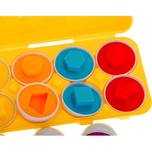 Joc educativ pentru copii Matching Eggs, Set 12 oua pentru invatarea formelor si culorilor, 1+ - imagine 7