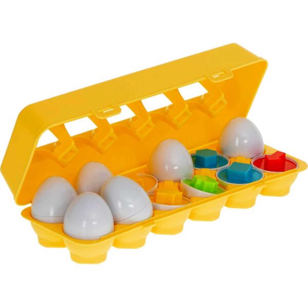 Joc educativ pentru copii Matching Eggs, Set 12 oua pentru invatarea formelor si culorilor, 1+ - imagine 8