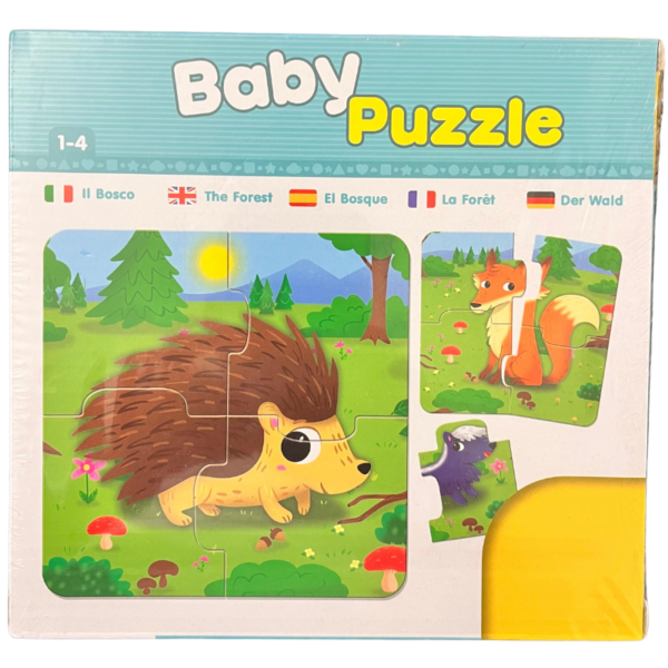 Set puzzle cu animale din padure, 8 imagini, Baby Puzzle, multicolor, 12 luni+ - imagine 2