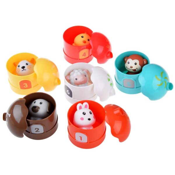 Set 6 animalute din silicon cu casute, jucarii interactive pentru bebelusi, 6 luni+ - imagine 6