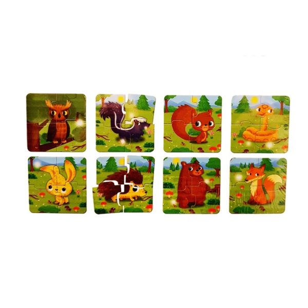 Set puzzle cu animale din padure, 8 imagini, Baby Puzzle, multicolor, 12 luni+ - imagine 4