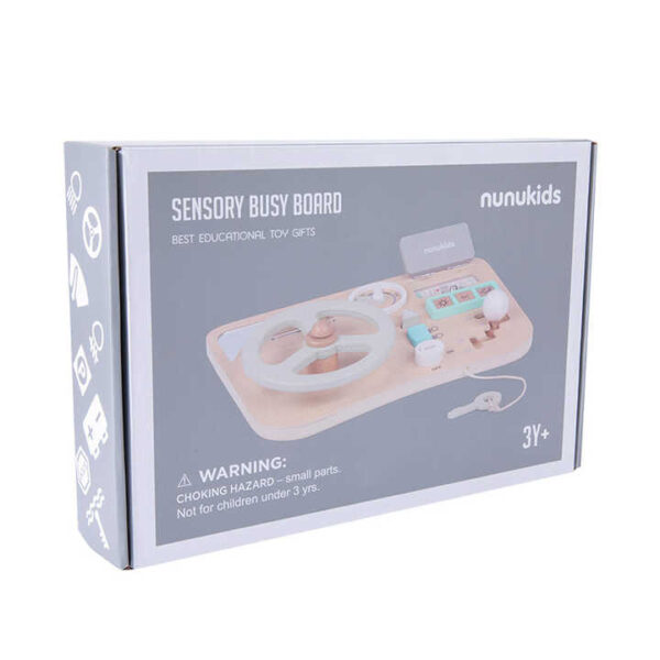 Placa senzoriala din lemn cu activitati pentru dezvolatarea abilitatilor copiilor, Busy Board, 3 ani + - imagine 4