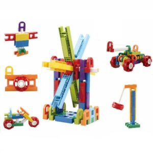 Joc creativ de constructie pentru copii, 40 piese, 10 modele, Multicolor, 3 ani +