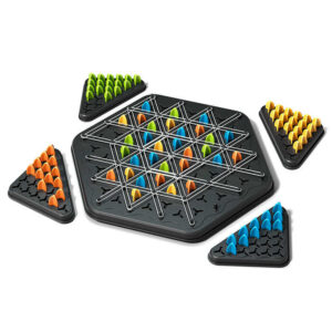 Joc de societate cu elastice si pini, Triangle, dezvolta inteligenta, indemanarea si coordonarea mana-ochi, 26 cm, 8 ani +