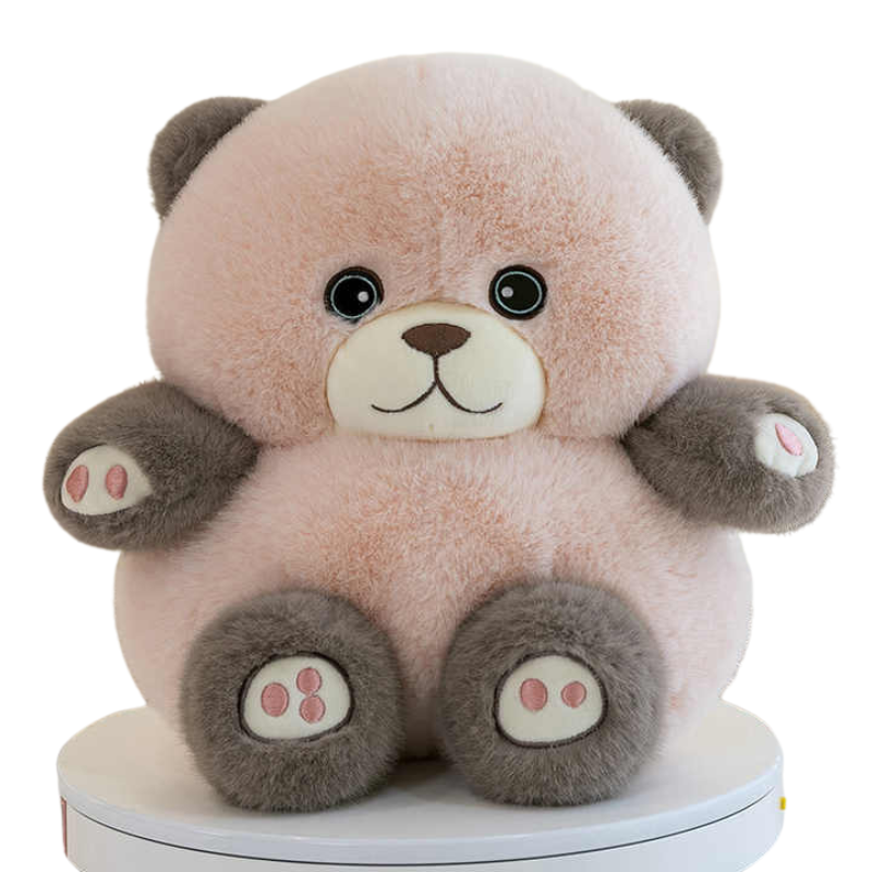 Jucarie de plus pentru copii, Ursuletul adorabil, moale si pufos, roz cu maro, 30 cm, 3+ - imagine 5