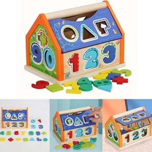 Jucarie eduationala pentru copii, Casuta Sortatoare de Forme Geometrice si Cifre, Operatii matematice, Montessori, 3 ani +