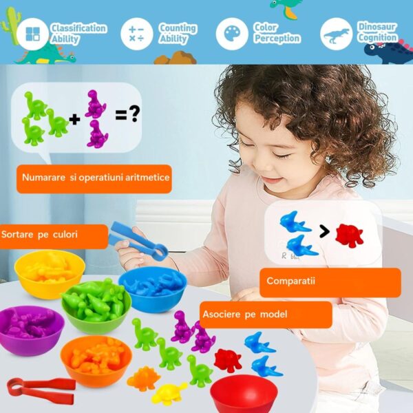 Joc educativ de sortare pentru copii, include vehicule, clesti si boluri, dezvolta indemanarea, motricitatea, 36 piese, 3 ani+ - imagine 8
