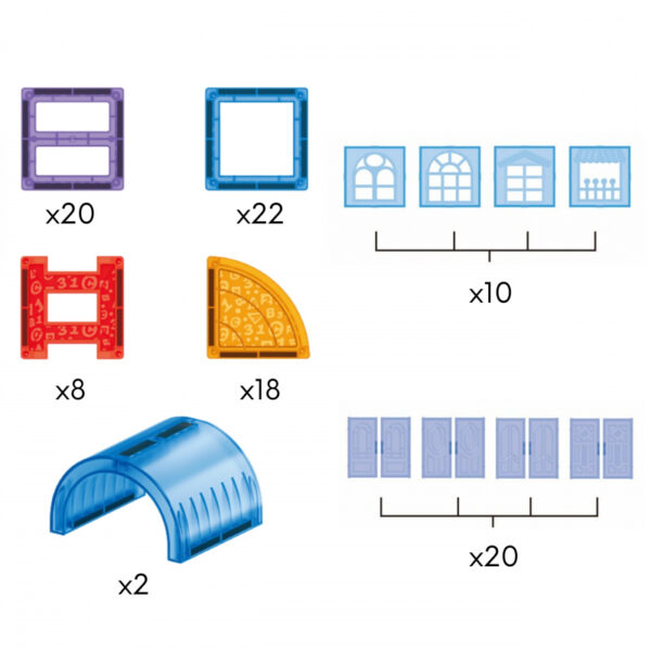 Set inteligent de constructie cu 100 piese magnetice pentru joaca educativa si creativa pentru copii, Magnet Blocks, numeroase posibilitati de construire, 3 ani+ - imagine 8