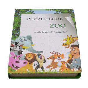 Carte educativa cu 6 puzzle-uri pentru copii, Viata la Zoo, 72 piese,  3 ani+