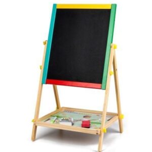 Tabla multifunctionala din lemn 2 in 1, Stuniko® 1 parte magnetica si 1 parte pentru desenat, accesorii - creta, burete, marker, 63 x 40 cm, 3 ani+