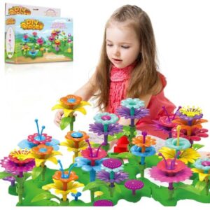 Joc de Constructie Educativ „Grădina Mea cu Flori”, Stuniko®, 72 Piese, Dezvoltare Creativitate și Motricitate, Culori Vibrante, Material Lavabil, 3 ani+