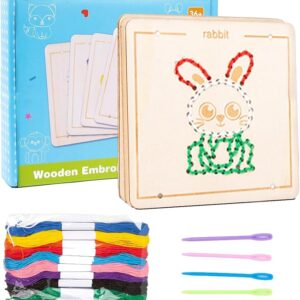 Joc Educativ de Cusut pe Lemn Stuniko® - Micii Artizani, Montessori, Set Broderie pentru Copii, Dezvoltare Motricitate Fina, 3 ani+