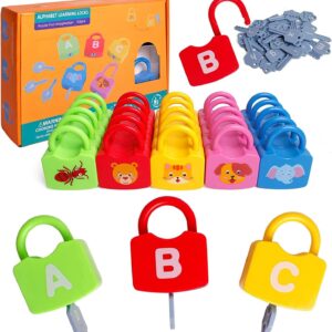 Joc Educativ Montessori „Lacate si Chei pentru Invatarea Numerelor”, Stuniko® Set 20 Piese (10 Lacate si 10 Chei), Dezvoltare Motricitate Fina, Logica si Coordonare, Multicolor, 3 ani+