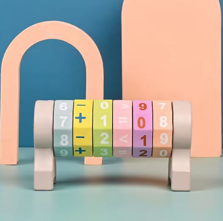 Jucarie Educativa Montessori din Lemn, Cilindru Aritmetic Rotativ, Stuniko® Invata Matematica prin Joc, Adunare, Scadere, Inmultire, Impartire, 12 cm, Multicolor, 3 ani+ - imagine 4