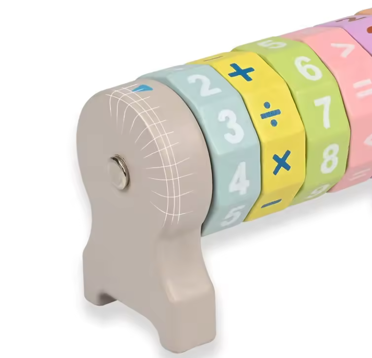 Jucarie Educativa Montessori din Lemn, Cilindru Aritmetic Rotativ, Stuniko® Invata Matematica prin Joc, Adunare, Scadere, Inmultire, Impartire, 12 cm, Multicolor, 3 ani+ - imagine 5