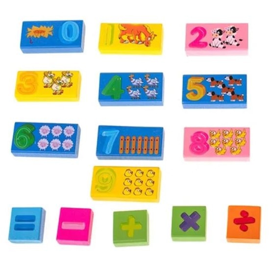 Set 100 Cuburi Constructie din Lemn Ferma Animalelor, Stuniko® Educativ si Creativ, Invatarea Cifrelor si Operatiilor Matematice, Animale, Cladiri, Multicolor, 3 ani+ - imagine 4
