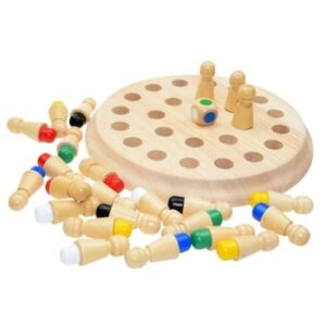 Joc de Memorie din Lemn Memory Chess, Stuniko®, Joc Educativ de Strategie si Logica, 24 Pioni Colorati, Dezvolta Atentia si Concentrarea, Lemn Natural, 3 ani+