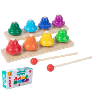 Set 8 clopetei muzicali, Stuniko® Instrumente muzicale de jucarie pentru copii, 8 note, multicolor, 3 ani+