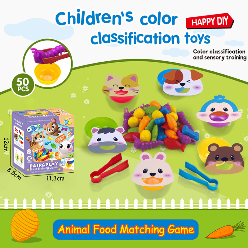 Joc Educativ Montessori de Sortare pe Culori, Stuniko® Set 50 Piese "Hraneste Animalele", Include 6 Boluri, 2 Pensete si 6 Figurine Animale, Dezvoltare Motricitate Fina, Logica si Numarare, Cadou Bebelusi si Copii, Multicolor, 3 ani+ - imagine 6