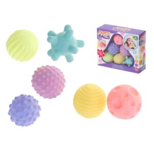 Set 6 Mingi Senzoriale pentru Bebelusi, Stuniko® Soft Balls, Texturi Diferite, Jucarii pentru Dentitie, Dezvoltare Tactila si Motricitate, Multicolor, BPA Free, 3 luni+