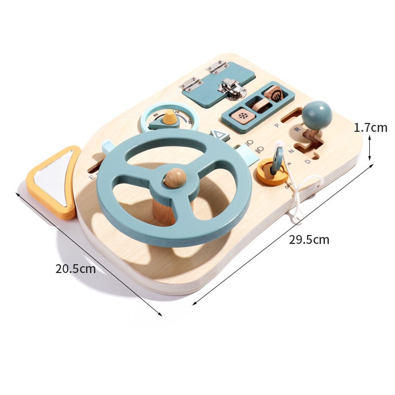 Centru de Activități Montessori Micul Șofer, Stuniko® Bord Auto Interactiv din Lemn, Dezvoltare Motricitate Fină și Logica, 29x20 cm, Multicolor, 3 ani+ - imagine 4