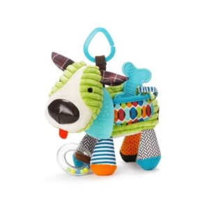 Jucarie Senzoriala de Plus pentru Bebelusi, Stuniko® Model Catelus, Functie de Dentitie, Zornaitoare Interactiva, Texturi Multiple si Inel de Agatat, Dezvoltare Motricitate Fina, Multicolor, 6 luni+