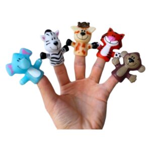 Set 5  marionete pentru degete, Stuniko®, Jucarie interactiva pentru copii, cauciuc elastic moale, multicolor, animale de la Zoo, 3 ani+