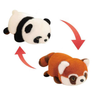 Jucărie de Pluș Reversibilă Panda și Panda Roșu 2 în 1 – Plus Moale Transformabil, Animal de Companie Drăgălaș, Cadou pentru Copii și Adulți, Decor Cameră, 35 cm, 3 ani +