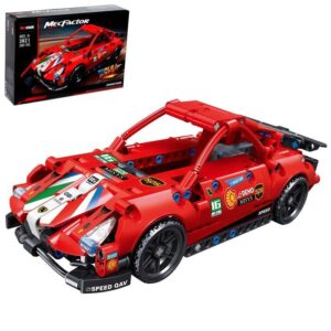 Joc de Constructie Masina de Curse Formula E, Motor Pull-Back, 248 Piese, Bolid de Viteza Interactiv, Cadou Baieti si Fete, Rosu, 7 Ani+