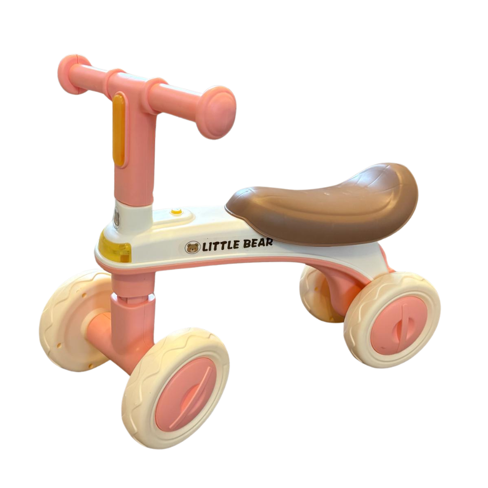 Bicicleta Fara Pedale pentru Copii si Bebelusi 1-3 Ani, Stuniko® 4 Roti Silentioase Anti-Rasturnare, Dezvoltare Motrica si Echilibru, Roz, Lungime 51cm
