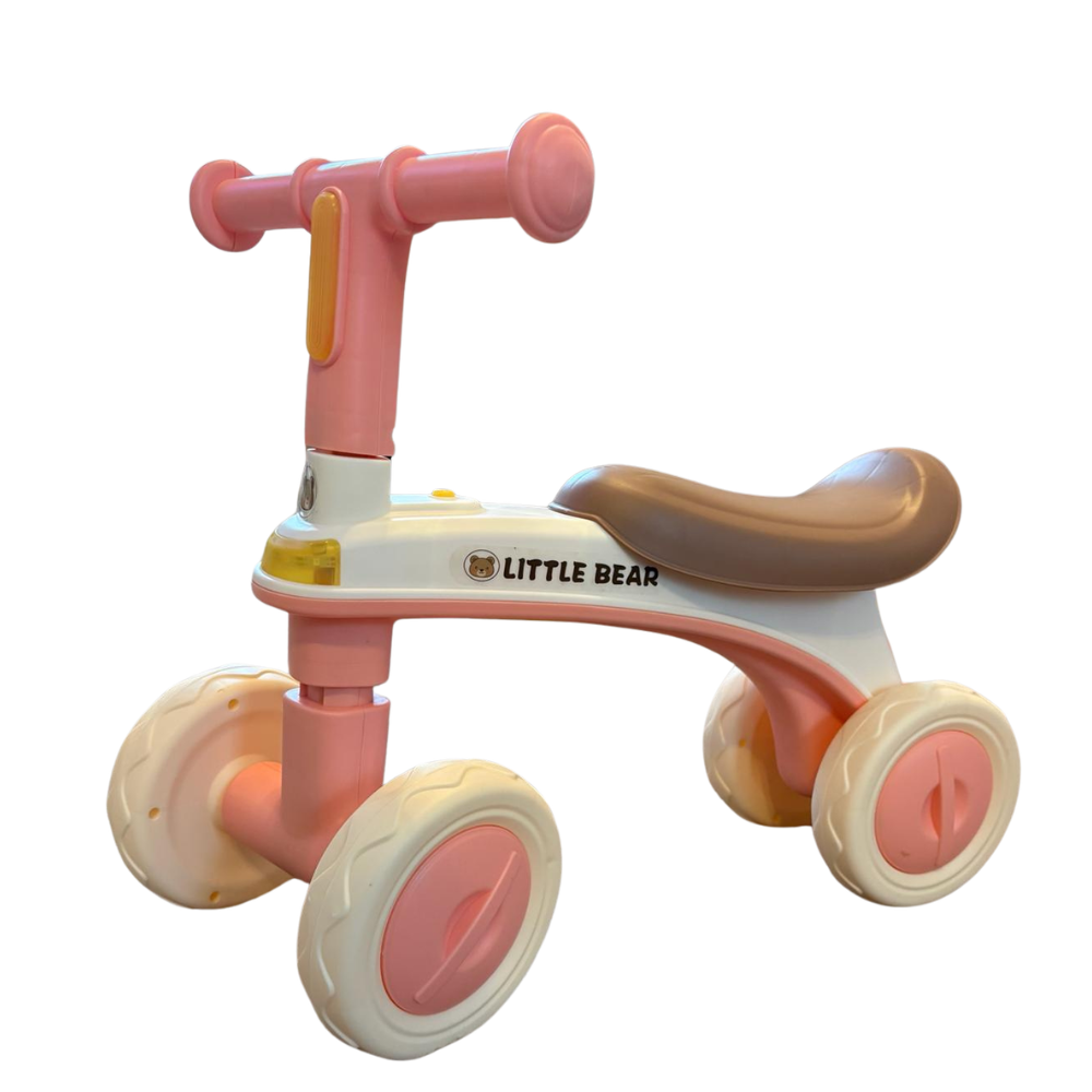 Bicicleta Fara Pedale pentru Copii si Bebelusi 1-3 Ani, Stuniko® 4 Roti Silentioase Anti-Rasturnare, Dezvoltare Motrica si Echilibru, Roz, Lungime 51cm - imagine 6