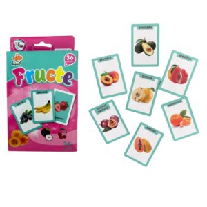 Joc Educativ Carduri cu Fructe, Stuniko®36 Piese Față-Verso, Romana-Engleza, Imagini Reale și Desene, Dezvoltarea Limbajului și Logicii, 2 ani+