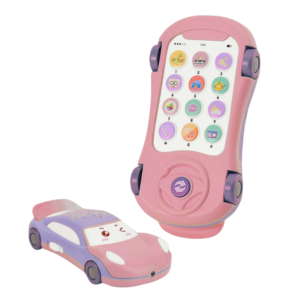 Telefon Interactiv si Masinuta 2 in 1 pentru Bebelusi, Stuniko® Proiector Stelute, 13 Functii Muzicale si Educative, 2 Trepte Volum, Dezvoltare Senzoriala si Auditiva, Roz-Albastru, 18 luni
