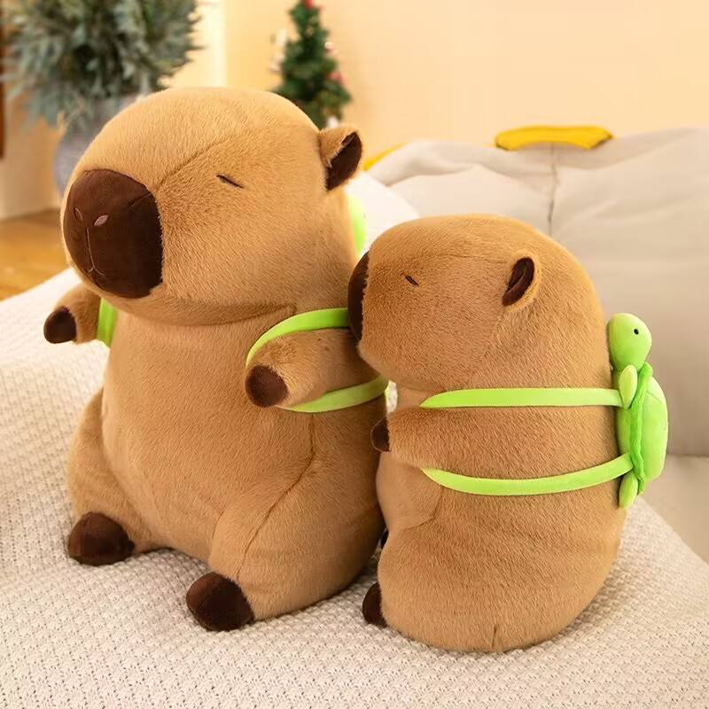 Jucarie de Plus pentru Copii Capibara cu Rucsac in Forma de Broasca Testoasa, Stuniko® Material Fin, Cadou Baieti si Fete, 35 Cm, 3 ani+ - imagine 4