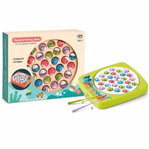 Joc Interactiv de Pescuit Stuniko® Square Fishing Plate, 27 Pestisori Colorati, Include 3 Undite, Efecte Rotative, Dezvolta Motricitatea si Atentia, Materiale Sigure, Multicolor, 3 ani+