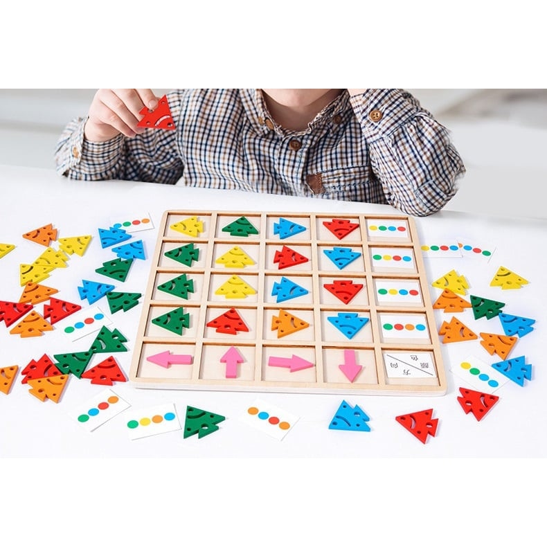 Joc Educativ Montessori Stuniko®, Orientare Spatiala si Recunoastere Culori Cognitive Direction, Din Lemn, Dezvolta Logica si Atentia, Include Placa Baza, 48 Piese, 36 Luni+ - imagine 6