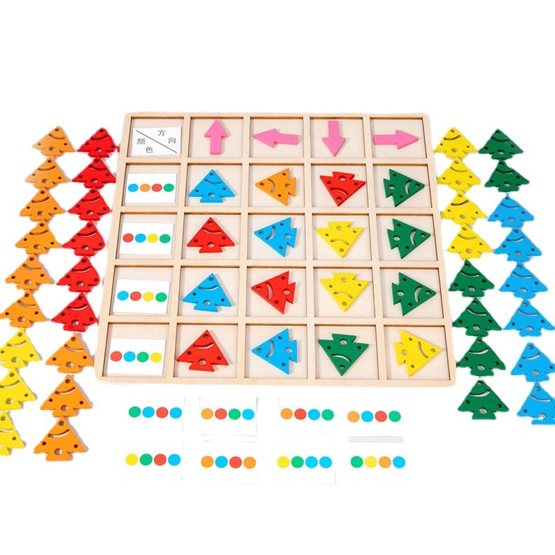 Joc Educativ Montessori Stuniko®, Orientare Spatiala si Recunoastere Culori Cognitive Direction, Din Lemn, Dezvolta Logica si Atentia, Include Placa Baza, 48 Piese, 36 Luni+ - imagine 2