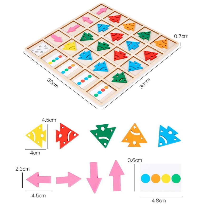 Joc Educativ Montessori Stuniko®, Orientare Spatiala si Recunoastere Culori Cognitive Direction, Din Lemn, Dezvolta Logica si Atentia, Include Placa Baza, 48 Piese, 36 Luni+ - imagine 5