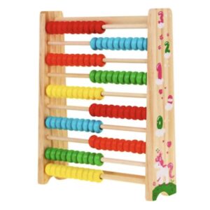 Abac Montessori din Lemn cu 100 Mărgele Colorate – Numărătoare Educativă, Jucărie pentru Învățarea Matematicii, Calculului și Numărării, 3+ Ani