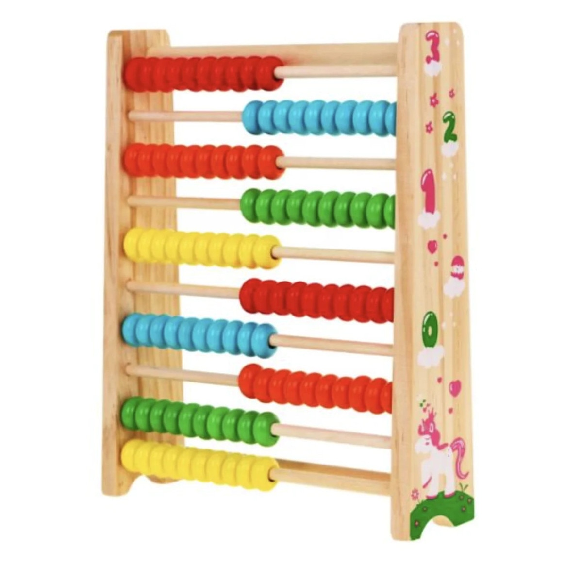 Abac Montessori din Lemn cu 100 Mărgele Colorate – Numărătoare Educativă, Jucărie pentru Învățarea Matematicii, Calculului și Numărării, 3+ Ani