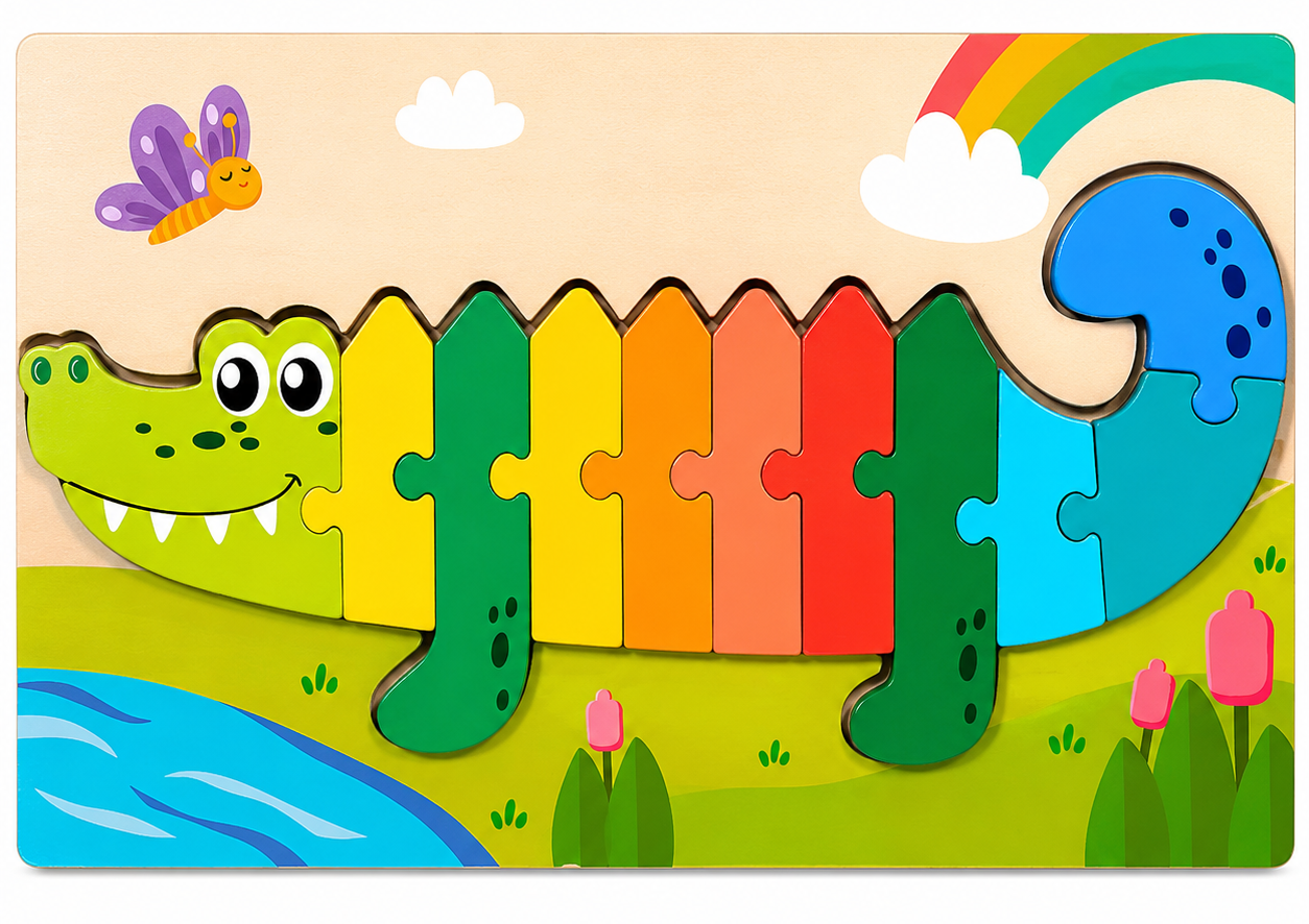 Puzzle Montessori din Lemn pentru copii – Joc Educativ de Potrivire, Învățarea Formelor și Culorilor, Dezvoltarea Motricității Fine și Gândirii Logice, 3+ Ani - imagine 9