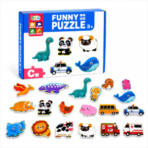 Set 20 Puzzle-uri Educative din Carton – Animale, Dinozauri, Animale Marine și Vehicule, Joc Montessori de Asociere și Învățare, Dezvoltarea Gândirii Logice și Motricității Fine, 3+ An