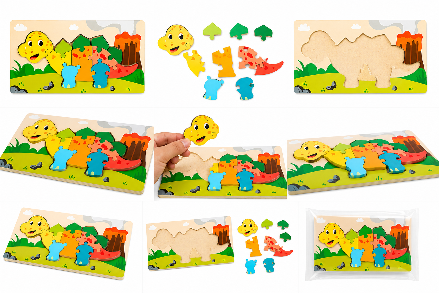 Puzzle Montessori din Lemn pentru copii – Joc Educativ de Potrivire, Învățarea Formelor și Culorilor, Dezvoltarea Motricității Fine și Gândirii Logice, 3+ Ani - imagine 6
