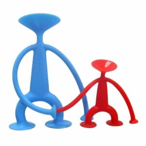 Set 2 Omuleți Flexibili cu Ventuze din Silicon – Jucărie Senzorială Antistres Montessori, Figurine Elastice pentru Dezvoltarea Motricității și Creativității, 3+ Ani