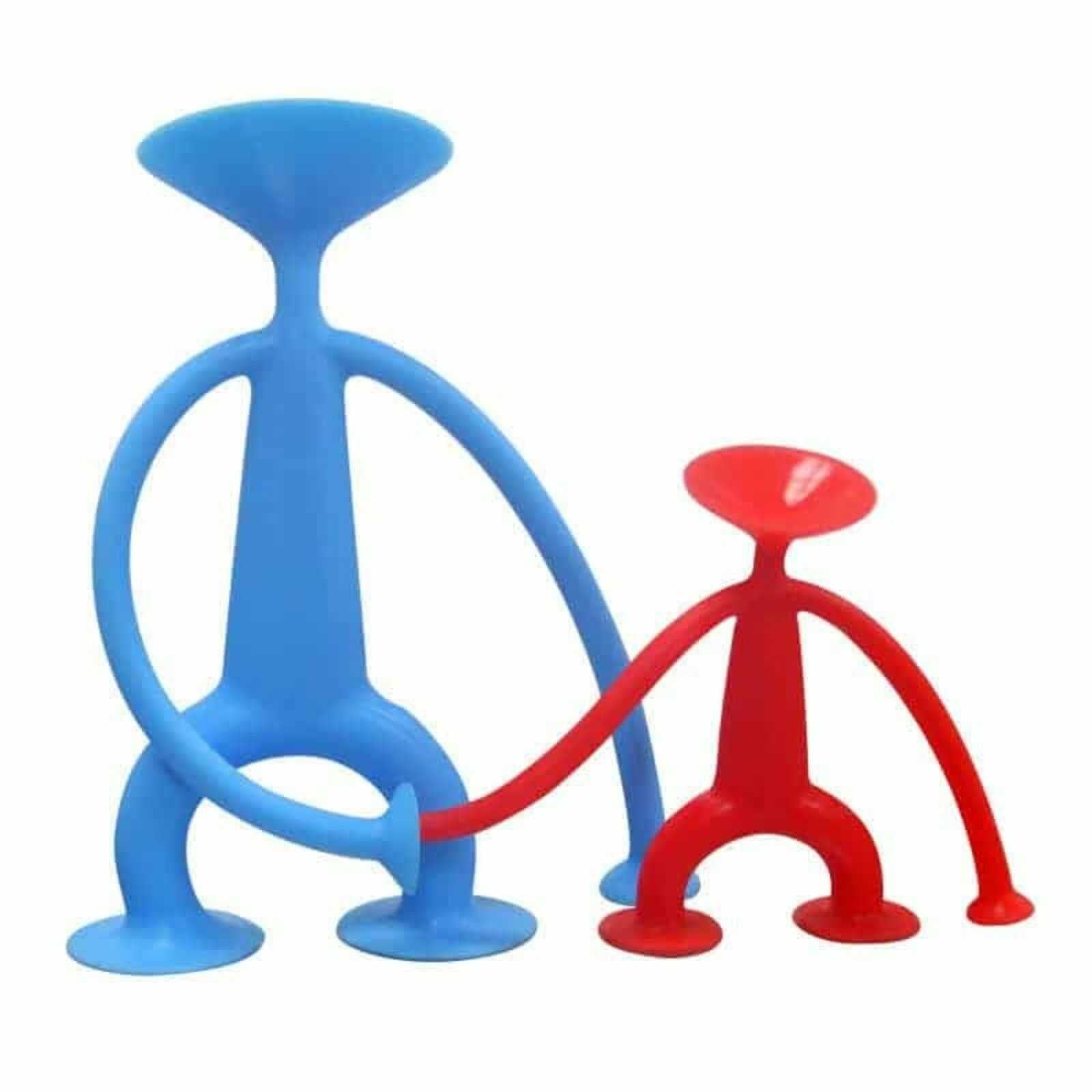 Set 2 Omuleți Flexibili cu Ventuze din Silicon – Jucărie Senzorială Antistres Montessori, Figurine Elastice pentru Dezvoltarea Motricității și Creativității, 3+ Ani