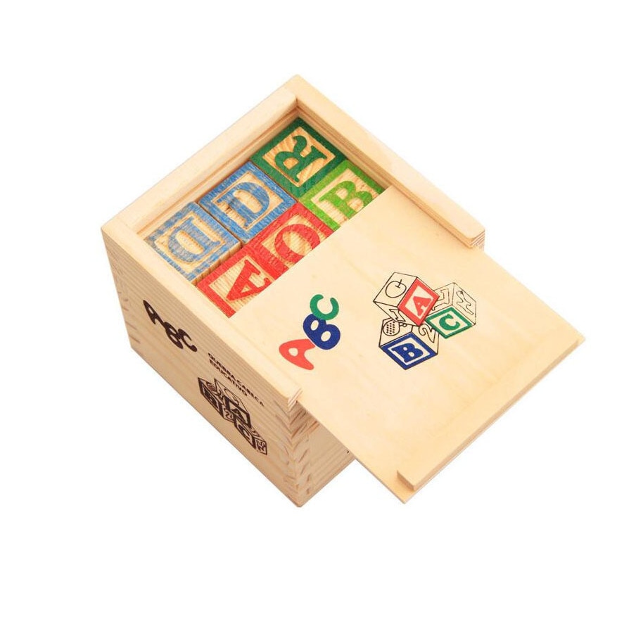 Cuburi Montessori din Lemn ABC – Set 48 Cuburi Educaționale cu Litere, Cifre, Simboluri și Ilustrații, Joc Educativ pentru Învățarea Alfabetului, Construcții și Dezvoltarea Motricitatii, 3+ - imagine 3