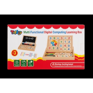 Tablă Montessori Multifuncțională din Lemn pentru Învățarea Matematicii – Joc Educativ cu Cifre, Bețișoare de Numărat, Ceas, Tablă de Scris, Operații Matematice și Marker, 3+ Ani - imagine 4