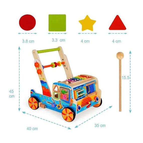 Antepremergător Multifuncțional Montessori din Lemn 9 în 1 – Centru de Activități Educative cu Xilofon, Sortator Forme, Labirint, Roți Dințate și Jocuri Motorii, Reglabil pe Înălțime, 36+ Luni - imagine 7
